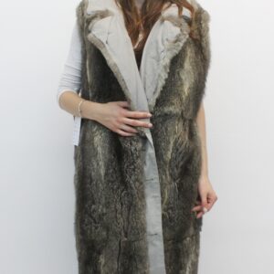 EXCELLENT GREEN OPOSSUM FUR VEST LINING WOMEN WOMAN SIZE 12-14 LARGE