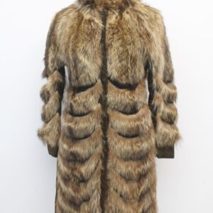 EXCELLENT RACCOON FUR & SUEDE COAT JACKET WOMEN WOMAN SIZE 2 PETITE