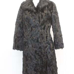 EXCELLENT BLACK GOAT FUR COAT JACKET WOMEN WOMAN SIZE 2 PETITE
