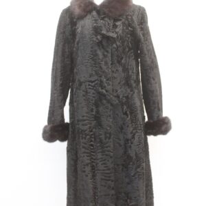 MINT BLACK BROADTAIL LAMB & MINK FUR COAT JACKET WOMEN WOMAN SIZE 4-6 SMALL