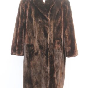 EXCELLENT BROWN SEAL FUR COAT JACKET WOMEN WOMAN 16-18 XXL