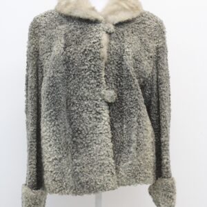 SCRAP ITEM:  GRAY CURLY LAMB & MINK FUR JACKET WOMEN WOMAN SIZE N/A