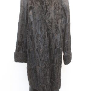 SCRAP ITEM: BLACK CURLY LAMB FUR COAT JACKET WOMEN WOMAN SIZE N/A