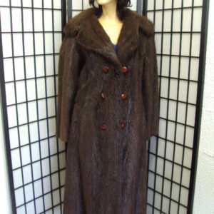 EXCELLENT BROWN NUTRIA FUR COAT WOMEN SIZE 2-4 PETITE