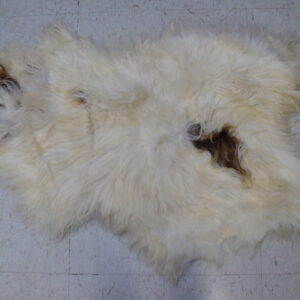 NEW BEAUTIFUL IVORY & BROWN SHEEP LAMB FUR SKIN PELT HIDE RUG 37" X 29"