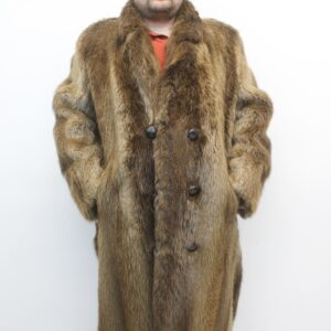 EXCELLENT BROWN BEAVER FUR COAT MEN SIZE 44-46