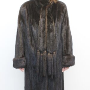 EXCELLENT CANADIAN DARK RANCH MINK FUR COAT WOMEN SIZE 10-12 W/SCARF