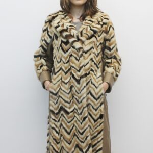 EXCELLENT MULTI COLOR MINK & FOX FUR COAT WOMEN SIZE 4-6 SMALL