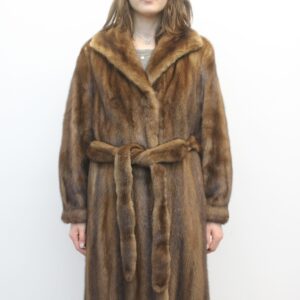 MINT CANADIAN DEMI BUFF MINK FUR COAT W/BELT WOMEN SIZE 6 SMALL