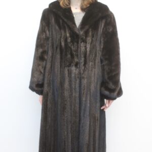 EXCELLENT CANADIAN BLACK MINK FUR FULL LENGTH COAT WOMEN SIZE 8-10 MEDIUM
