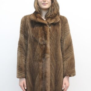 EXCELLENT SHEARED DEMI BUFF MINK FUR COAT WOMEN SIZE 6 SMALL