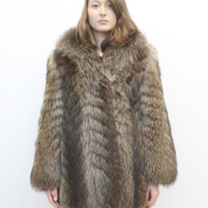 SHOWROOM NEW RACCOON FUR COAT WOMEN SIZE 4 SMALL