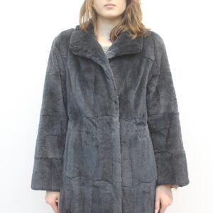 SHOWROOM NEW BLUE SHEARED MUSRKAT FUR COAT WOMEN SIZE 4-6 SMALL