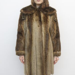 EXCELLENT BROWN BEAVER FUR COAT WOMEN SIZE 6-8 S-M