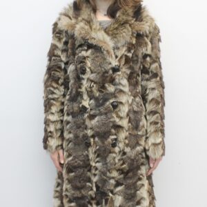 EXCELLENT RACCOON FUR COAT WOMEN SIZE 4-6 SMALL