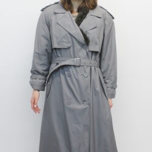 MINT GRAY OPOSSUM FUR LINED CLOTH COAT WOMEN SIZE 6 SMALL