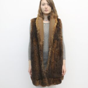 MINT BROWN OPOSSUM FUR VEST WOMEN SIZE 8 MEDIUM