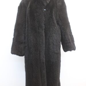 EXCELLENT BLACK SHEARED COYOTE FUR COAT WOMEN SIZE 14-16 XL