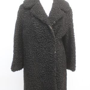 SCRAP ITEM:  BLACK CURLY LAMB FUR COAT WOMEN SIZE N/A