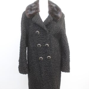 SCRAP ITEM:  BLACK CURLY LAMB & MINK FUR COAT WOMEN SIZE N/A