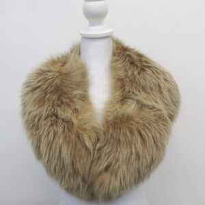 EXCELLENT BEIGE BROWN FOX FUR SHAWL COLLAR WRAP SIZE 34" X 5.5"