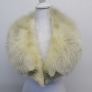 EXCELLENT BEIGE/IVORY FOX FUR NOTCH COLLAR WRAP SIZE 36" X 5"