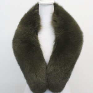 MINT MOSS GREEN FOX FUR SHAWL COLLAR WRAP SIZE 36" X 4"