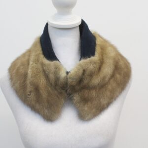EXCELLENT LUTETIA MINK FUR & CLOTH WING COLLAR WRAP SIZE 18" X 5.5"