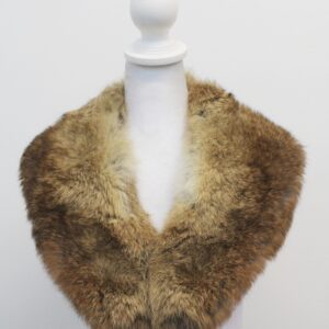 EXCELLENT BROWN RABBIT FUR SHAWL COLLAR WRAP SIZE 38" X 4.5"