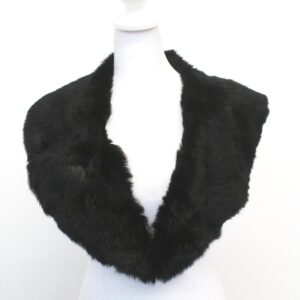 MINT BLACK RABBIT FUR SHAWL COLLAR WRAP SIZE 40" X 5"